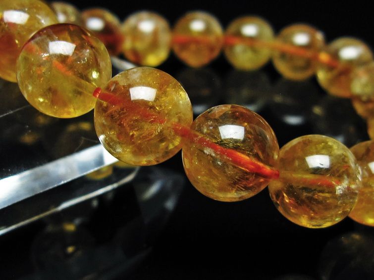 シトリン ブレスレット 虹入り 12mm シトリンクォーツ ブレス メール便可 一点物 111-50379