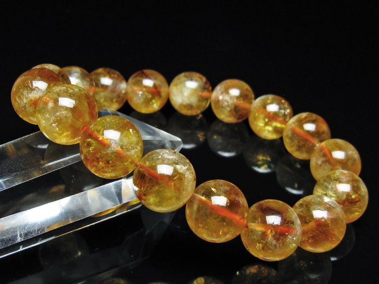 シトリン ブレスレット 虹入り 12mm シトリンクォーツ ブレス メール便可 一点物 111-50380