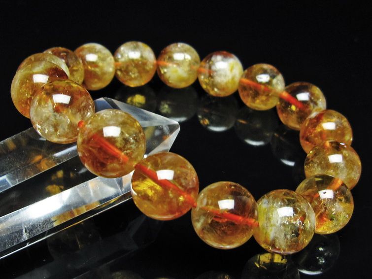 シトリン ブレスレット 虹入り 13mm シトリンクォーツ ブレス メール便可 一点物 111-50382