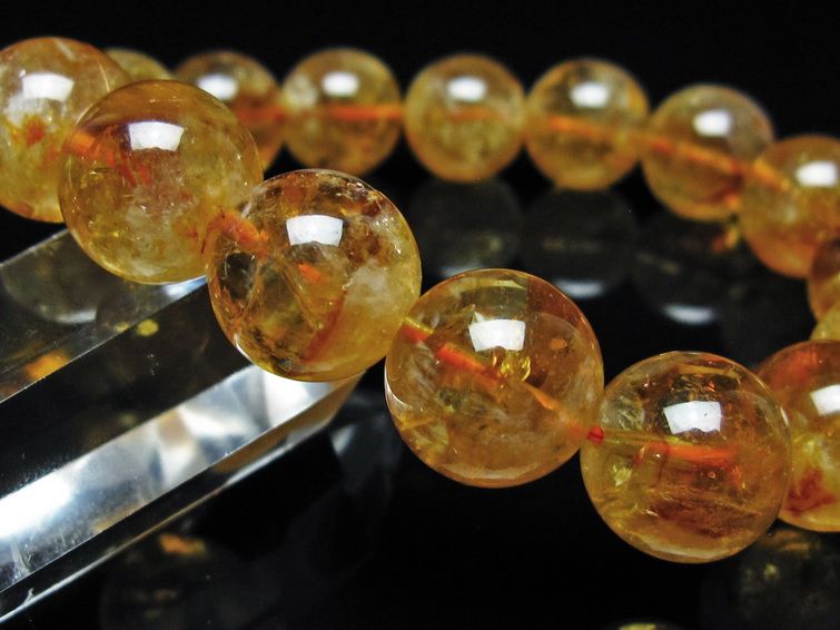 シトリン ブレスレット 虹入り 14mm シトリンクォーツ ブレス メール便可 一点物 111-50387