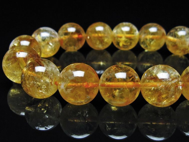 シトリン ブレスレット 虹入り 13mm シトリンクォーツ ブレス メール便可 一点物 111-50391
