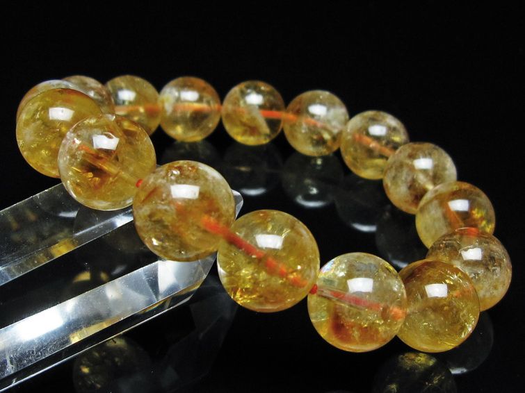 シトリン ブレスレット 虹入り 12mm シトリンクォーツ ブレス メール便可 一点物 111-50392