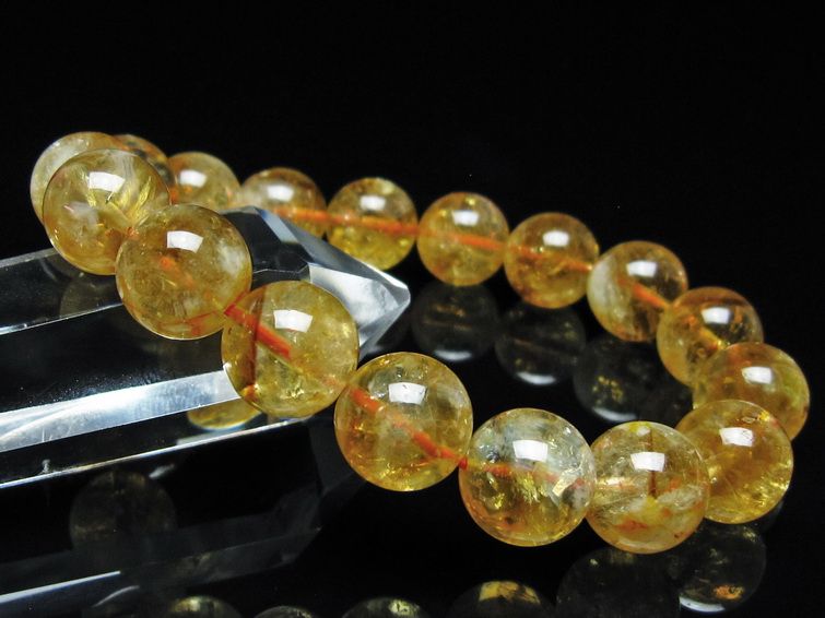 シトリン ブレスレット 虹入り 12mm シトリンクォーツ ブレス メール便可 一点物 111-50394