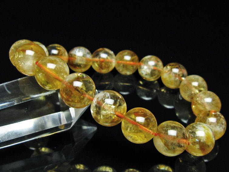 シトリン ブレスレット 虹入り 12mm シトリンクォーツ ブレス メール便可 一点物 111-50395