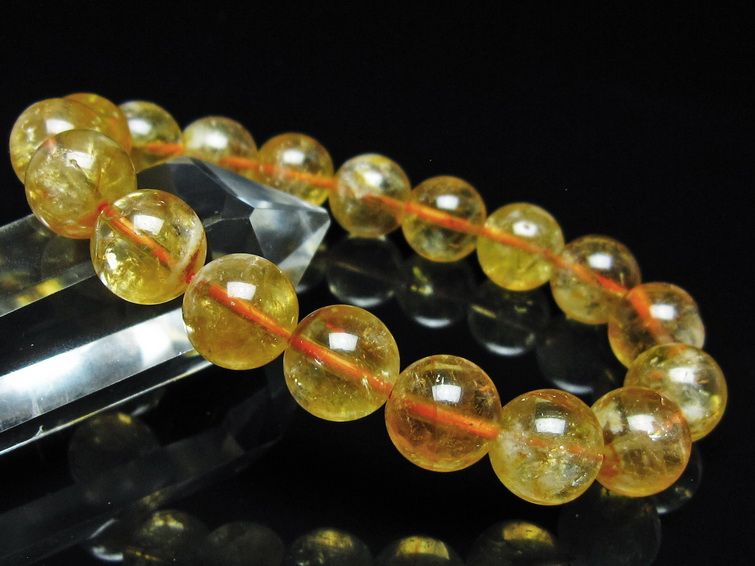 シトリン ブレスレット 虹入り 11mm シトリンクォーツ ブレス メール便可 一点物 111-50397