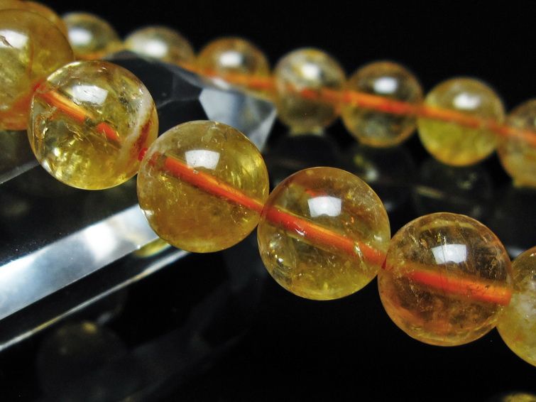 シトリン ブレスレット 虹入り 11mm シトリンクォーツ ブレス メール便可 一点物 111-50397