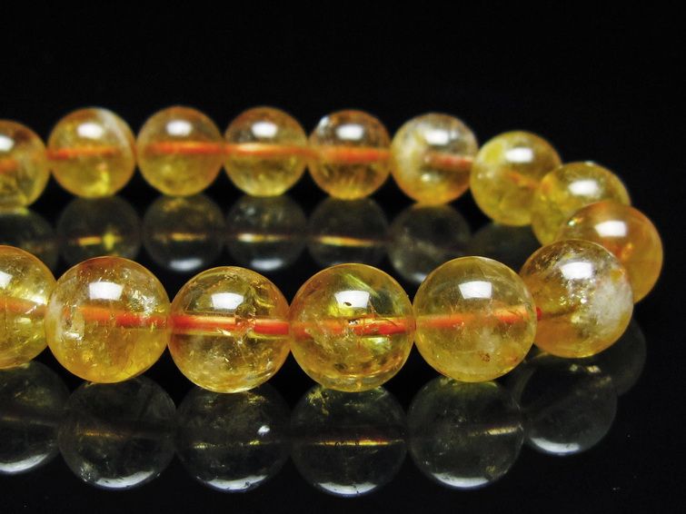 シトリン ブレスレット 虹入り 11mm シトリンクォーツ ブレス メール便可 一点物 111-50397