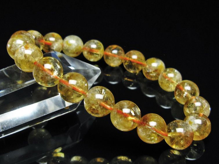 シトリン ブレスレット 虹入り 10mm シトリンクォーツ ブレス メール便可 一点物 111-50398