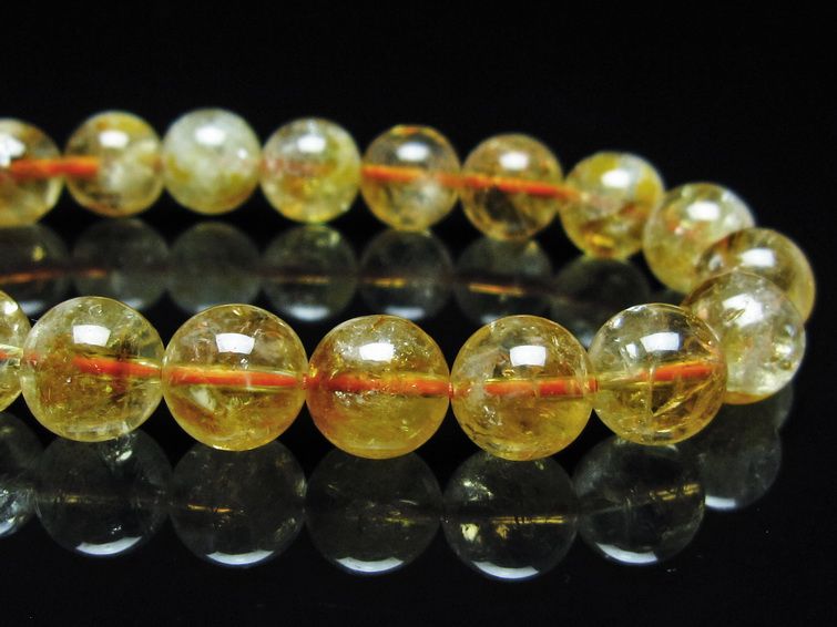 シトリン ブレスレット 虹入り 10mm シトリンクォーツ ブレス メール便可 一点物 111-50398