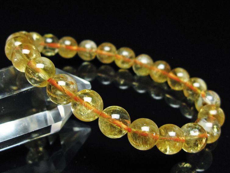 シトリン ブレスレット 虹入り 8mm シトリンクォーツ ブレス メール便可 一点物 111-50405
