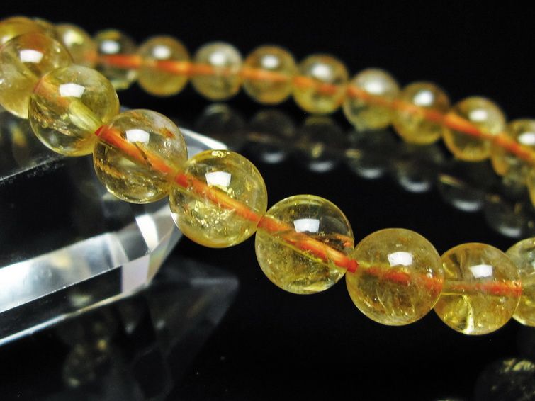 シトリン ブレスレット 虹入り 8mm シトリンクォーツ ブレス メール便可 一点物 111-50405