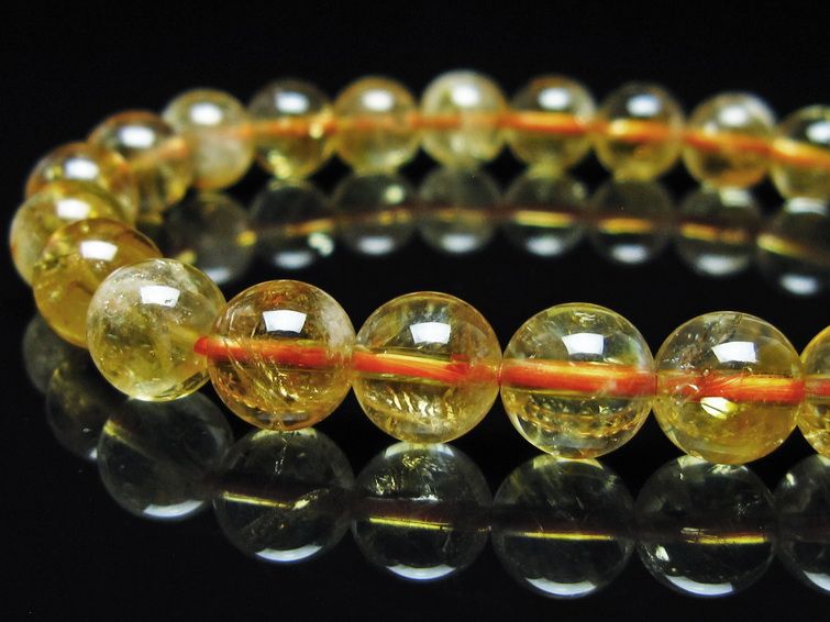 シトリン ブレスレット 虹入り 8mm シトリンクォーツ ブレス メール便可 一点物 111-50406