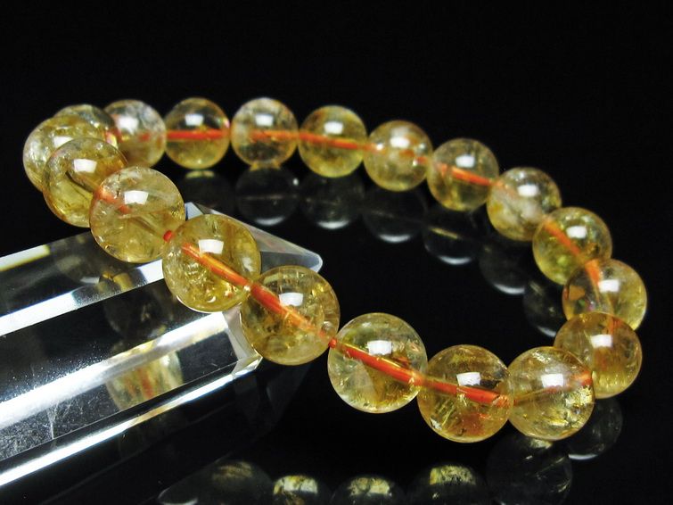シトリン ブレスレット 虹入り 10mm シトリンクォーツ ブレス メール便可 一点物 111-50412