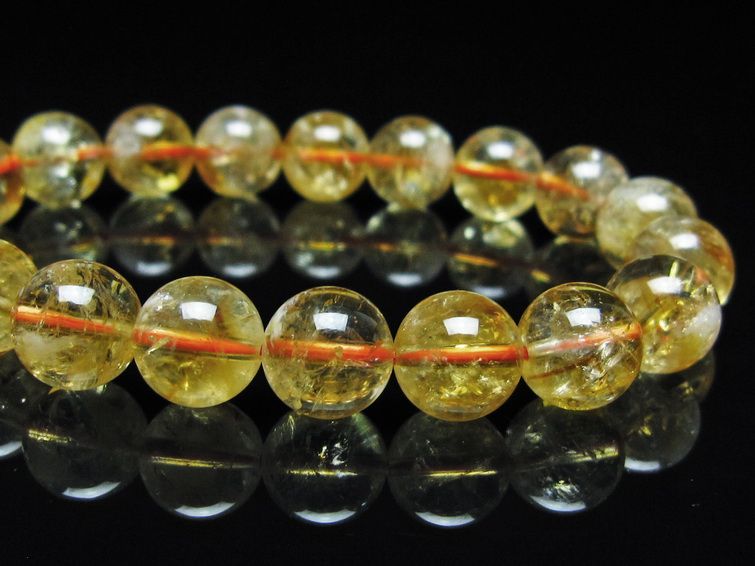 シトリン ブレスレット 虹入り 10mm シトリンクォーツ ブレス メール便可 一点物 111-50412