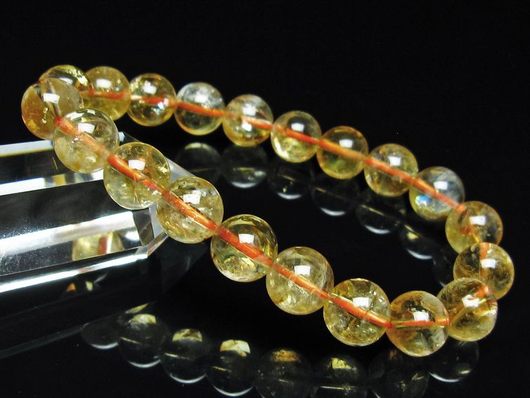 シトリン ブレスレット 虹入り 10mm シトリンクォーツ ブレス メール便可 一点物 111-50413