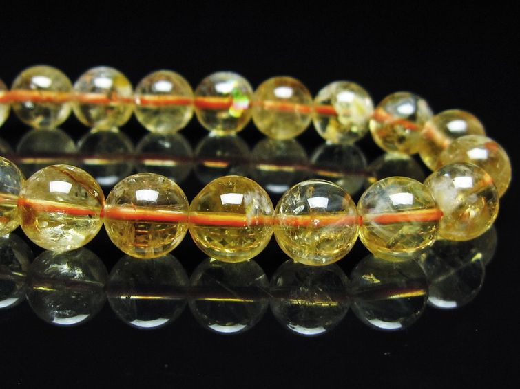 シトリン ブレスレット 虹入り 10mm シトリンクォーツ ブレス メール便可 一点物 111-50413