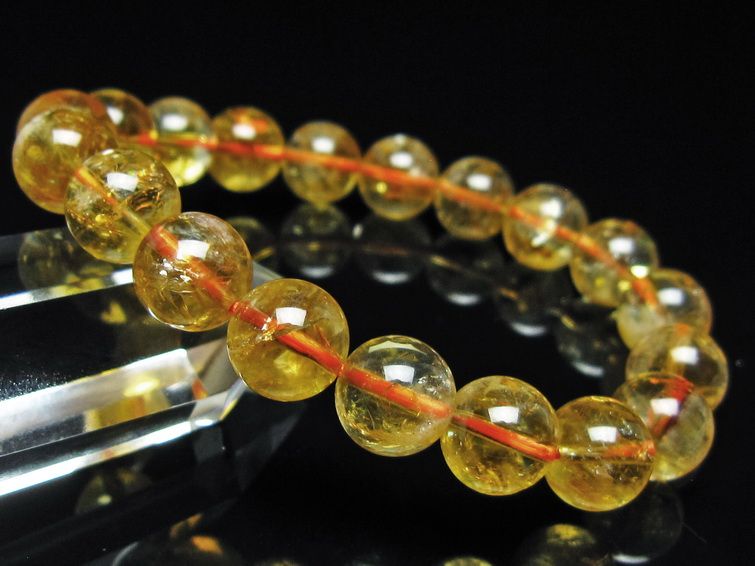 シトリン ブレスレット 虹入り 10mm シトリンクォーツ ブレス メール便可 一点物 111-50414