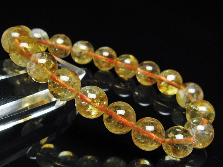 シトリン ブレスレット 虹入り 10mm シトリンクォーツ ブレス メール便可 一点物 111-50415