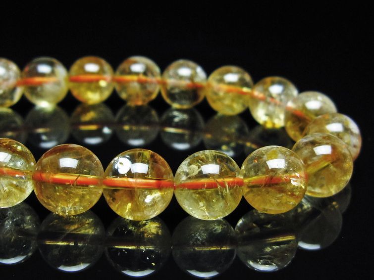 シトリン ブレスレット 虹入り 10mm シトリンクォーツ ブレス メール便可 一点物 111-50416