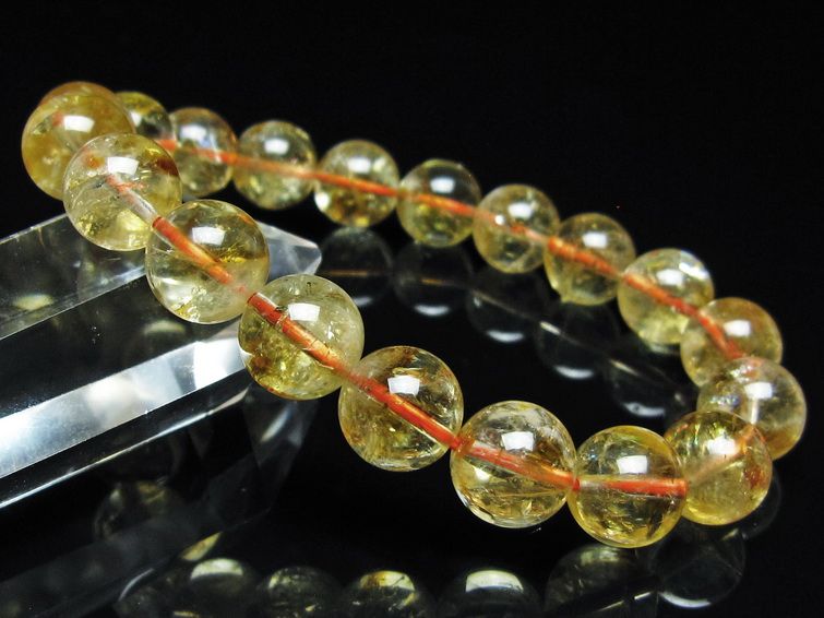 シトリン ブレスレット 虹入り 11mm シトリンクォーツ ブレス メール便可 一点物 111-50418