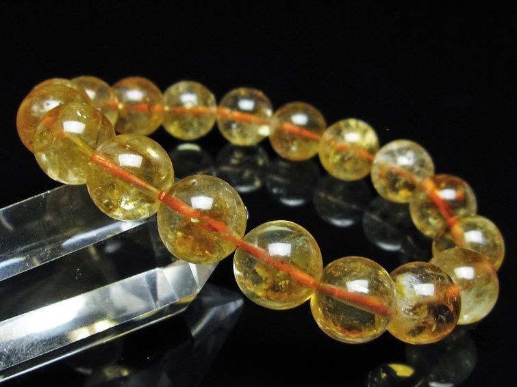シトリン ブレスレット 虹入り 11mm シトリンクォーツ ブレス メール便可 一点物 111-50420