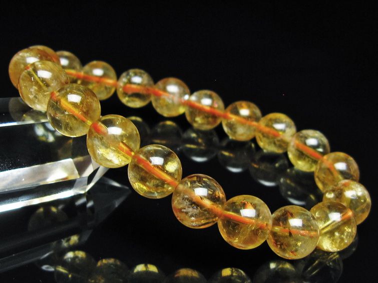 シトリン ブレスレット 虹入り 10mm シトリンクォーツ ブレス メール便可 一点物 111-50423