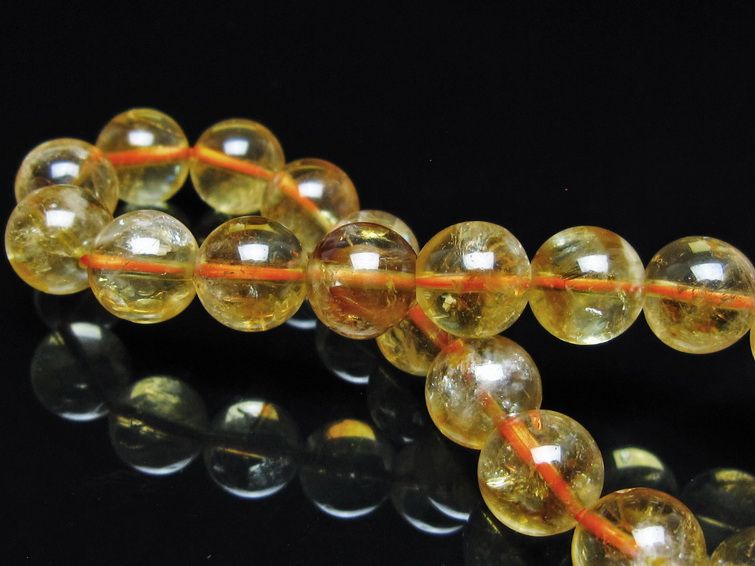シトリン ブレスレット 虹入り 10mm シトリンクォーツ ブレス メール便可 一点物 111-50423
