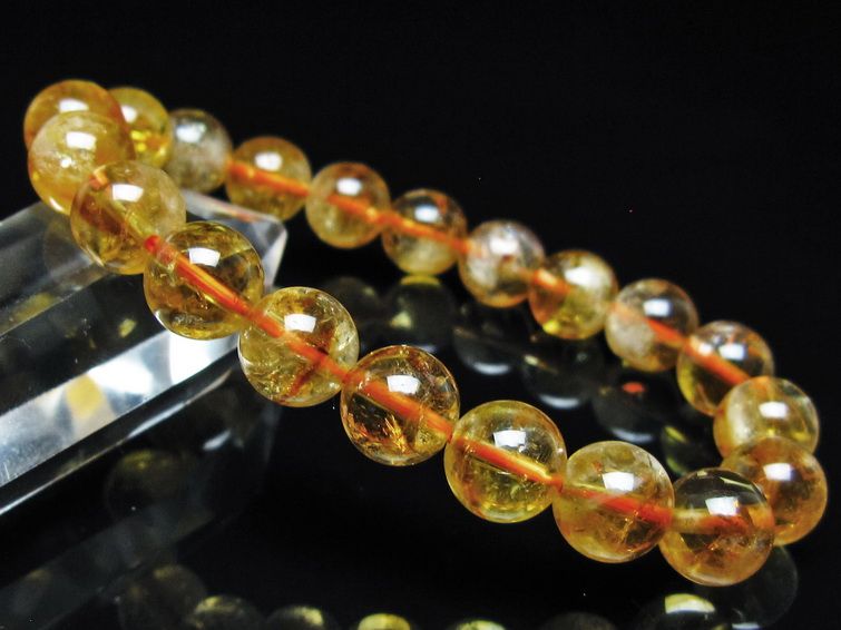 シトリン ブレスレット 虹入り 10mm シトリンクォーツ ブレス メール便可 一点物 111-50424