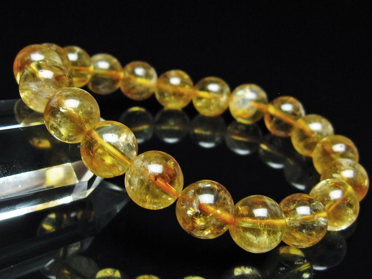 シトリン ブレスレット 虹入り 10mm シトリンクォーツ ブレス メール便可 一点物 111-50425