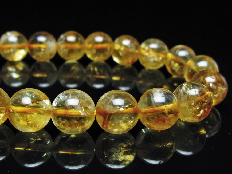 シトリン ブレスレット 虹入り 10mm シトリンクォーツ ブレス メール便可 一点物 111-50425