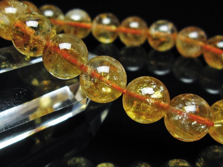 シトリン ブレスレット 虹入り 10mm シトリンクォーツ ブレス メール便可 一点物 111-50426