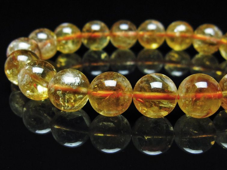 シトリン ブレスレット 虹入り 10mm シトリンクォーツ ブレス メール便可 一点物 111-50426