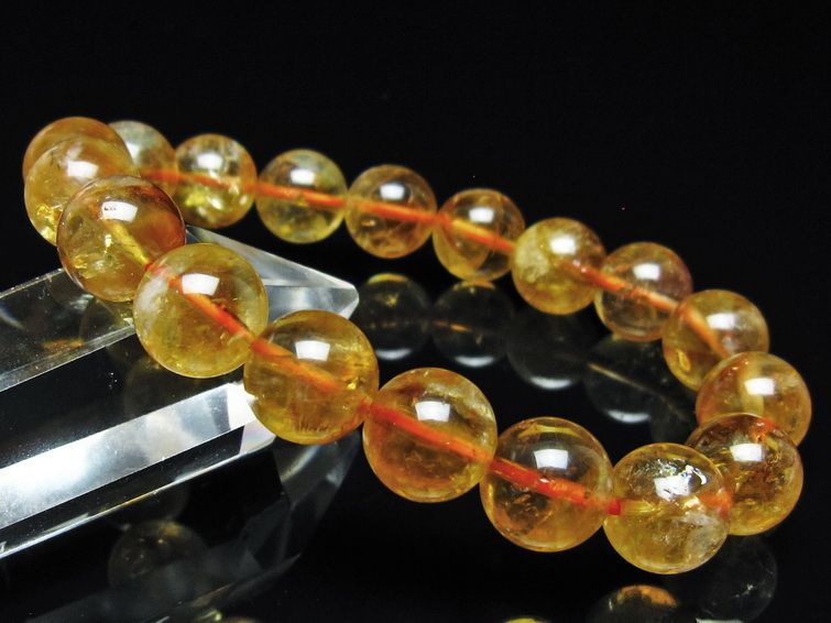 シトリン ブレスレット 虹入り 11mm シトリンクォーツ ブレス メール便可 一点物 111-50428