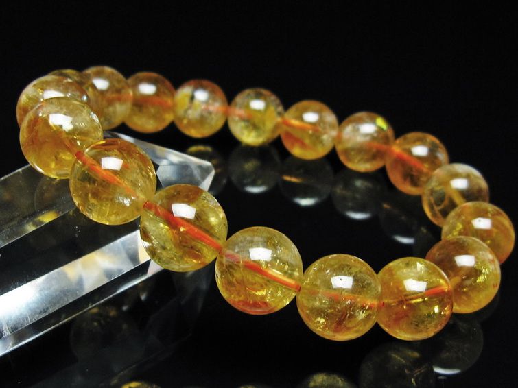 シトリン ブレスレット 虹入り 11mm シトリンクォーツ ブレス メール便可 一点物 111-50431