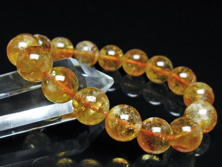 シトリン ブレスレット 虹入り 12mm シトリンクォーツ ブレス メール便可 一点物 111-50439