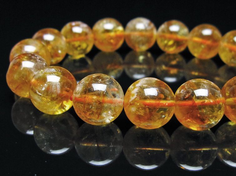 シトリン ブレスレット 虹入り 12mm シトリンクォーツ ブレス メール便可 一点物 111-50439