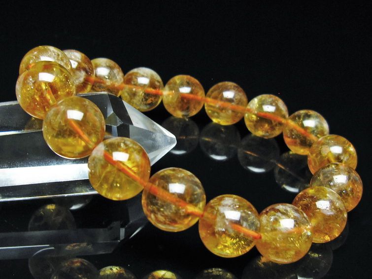 シトリン ブレスレット 虹入り 12mm シトリンクォーツ ブレス メール便可 一点物 111-50441