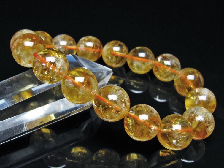 シトリン ブレスレット 虹入り 13mm シトリンクォーツ ブレス メール便可 一点物 111-50442