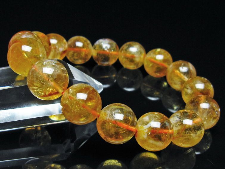 シトリン ブレスレット 虹入り 13mm シトリンクォーツ ブレス メール便可 一点物 111-50443