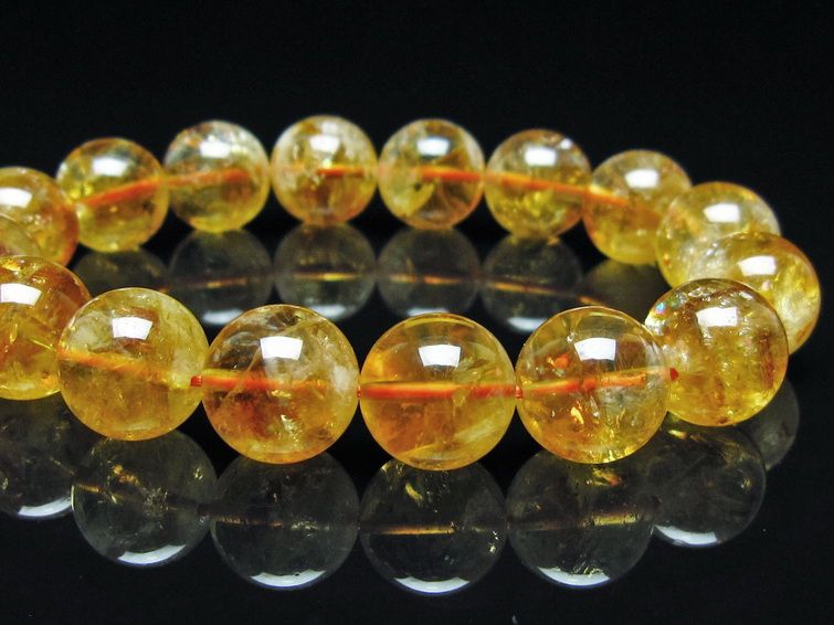 シトリン ブレスレット 虹入り 13mm シトリンクォーツ ブレス メール便可 一点物 111-50447