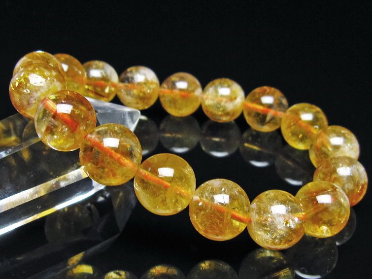 シトリン ブレスレット 虹入り 12mm シトリンクォーツ ブレス メール便可 一点物 111-50450