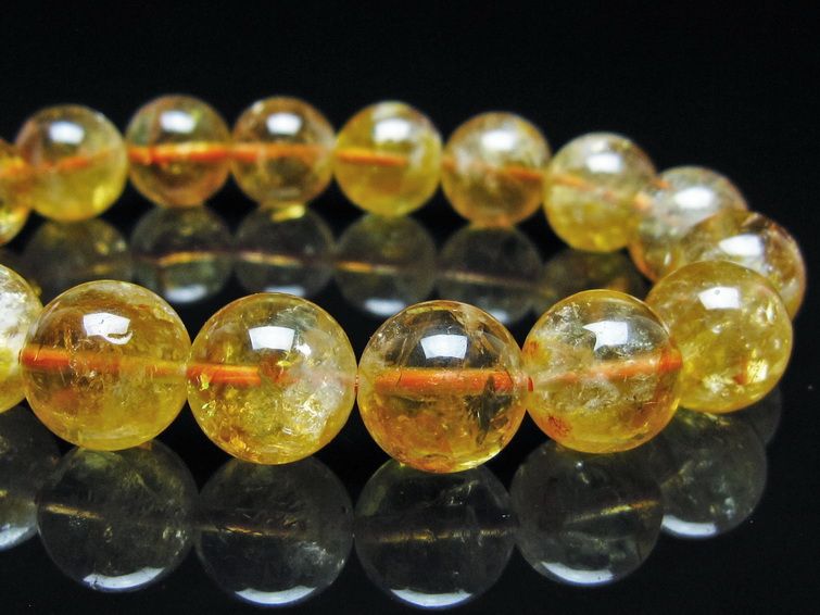 シトリン ブレスレット 虹入り 12mm シトリンクォーツ ブレス メール便可 一点物 111-50450