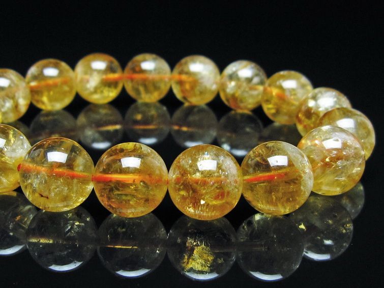 シトリン ブレスレット 虹入り 12mm シトリンクォーツ ブレス メール便可 一点物 111-50451