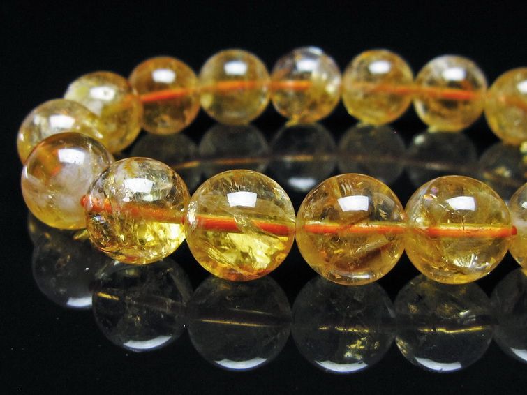 シトリン ブレスレット 虹入り 12mm シトリンクォーツ ブレス メール便可 一点物 111-50452
