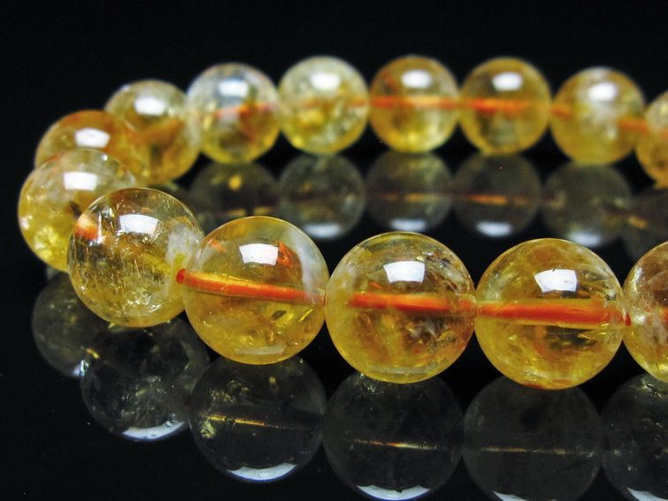 シトリン ブレスレット 虹入り 11mm シトリンクォーツ ブレス メール便可 一点物 111-50453