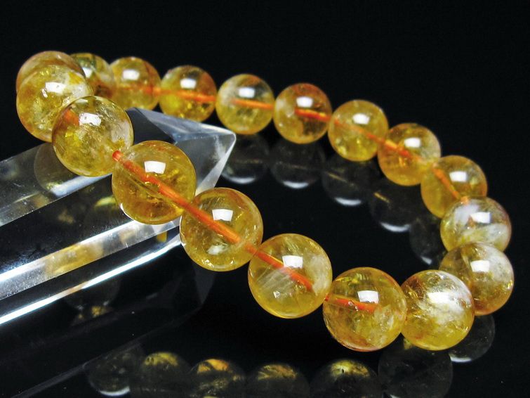 シトリン ブレスレット 虹入り 11mm シトリンクォーツ ブレス メール便可 一点物 111-50454