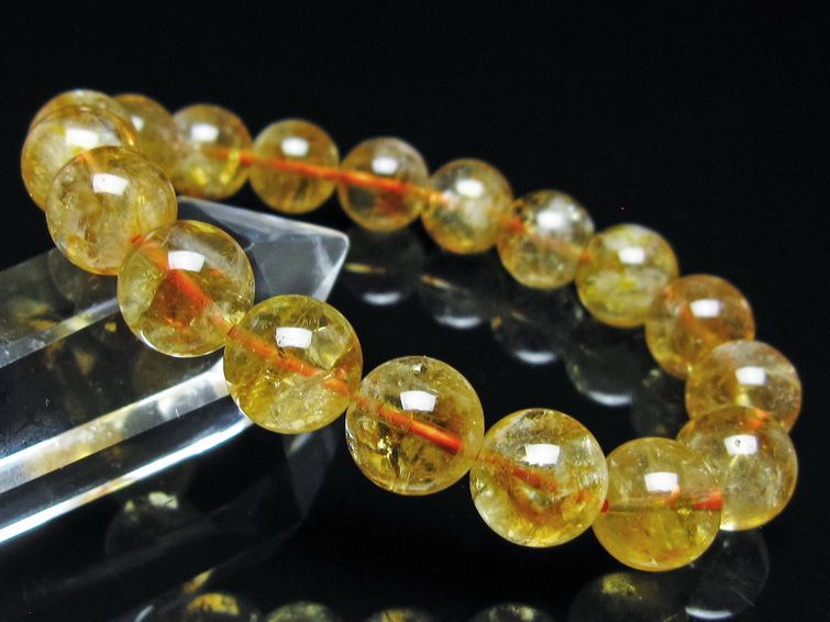 シトリン ブレスレット 虹入り 11mm シトリンクォーツ ブレス メール便可 一点物 111-50455