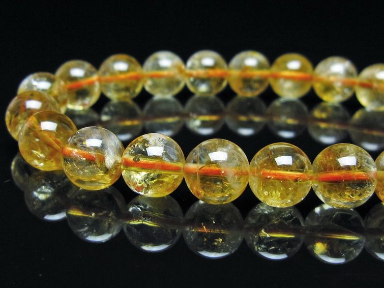 シトリン ブレスレット 虹入り 9mm シトリンクォーツ ブレス メール便可 一点物 111-50456