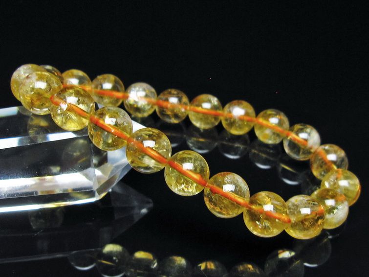シトリン ブレスレット 虹入り 9mm シトリンクォーツ ブレス メール便可 一点物 111-50458