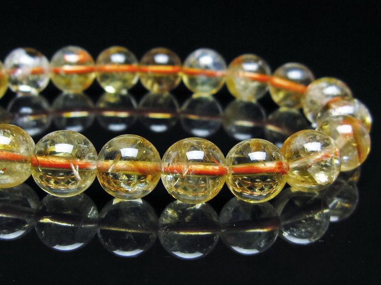 シトリン ブレスレット 虹入り 9mm シトリンクォーツ ブレス メール便可 一点物 111-50460
